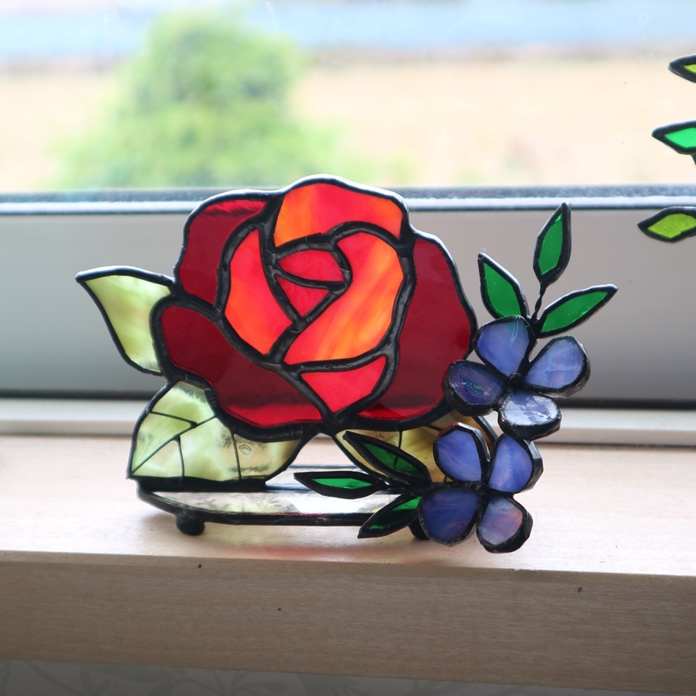 ステンドグラス・花と蝶のミラー - KGLASS GALLERY | minne byGMO