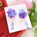 紫陽花 パープルグラデーション レディース お洒落 ハンドメイド ピアス イヤリング