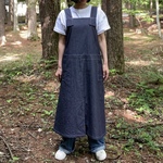 ★Tシャツが似合うエプロン　ライトデニム　ネイビー
