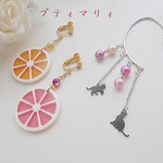 福袋SALE　猫ちゃんイヤーフックとフルーツイヤリングのセット