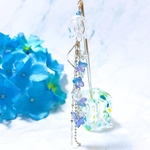 かんざし【 花くらげ/紫陽花 】handmade 和風 着物 和服 浴衣 ドロップ ガラス 海月 フラワー 簪