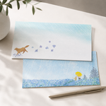 絵本のような一筆箋　あじさい　ゴールデンレトリバー