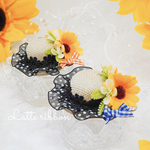 ペットリボン🎀小さい向日葵の麦わら帽子🌻👒🎀