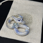 【次回販売未定🙏最後の1セット】お出かけミニ花龍（水色龍）～フトマニ図コットン袋セット～