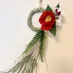 年中神聖な空間づくりに♪神宿る草真菰と神様の依代精麻のしめ縄飾り（椿）