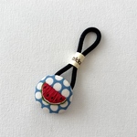 スイカ_刺繍ヘアゴム_アオ水玉