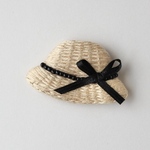 【夏コーデに】麦わら帽子刺繍ブローチ（ビーズ×リボン）