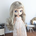 1613【ブライスアウトフィット】ピンクのチュールレースのベビードールとペチパンツのセット