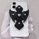 クロスデザインのMagsafe対応スマホグリップ　スマホスタンド