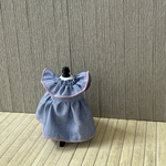 ♡１１㎝ドールサイズ♡おちびちゃんの♥フリルワンピ♥【ブルー×パープル】リボン付き