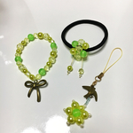グリーン系ブレスレット＆ヘアゴム＆ストラップのセット