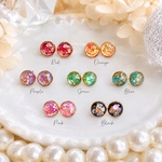 受注製作♡送料無料♡カラフルシェル×ミニ　樹脂ポスト　レジンピアス