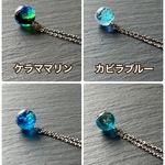 8mm ホタルガラスネックレス＊沖縄の海＊サージカルステンレス＊蓄光＊あずきチェーン＊光るネックレス