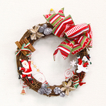 ブリキのサンタとスノーマンのクリスマスリース