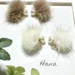 Sale 2wayミンクファーとパールのイヤリング