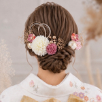 ピンク　着物　ヘアアクセ　成人式　髪飾り　七五三　つまみ細工　卒業式　髪飾り　袴　水引き　振袖髪飾り　ゴールド　　人気　ヘアアクセサリー　振袖　和装　ヘア飾り
