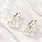 【再入荷】2way｜透明フラワーチャーム×シルバーフープピアス（チャーム取り外し可）