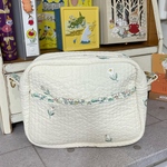 刺繍入りヌビ生地のバッグインバッグ　＊生成り×チューリップ　＊フェリシテ