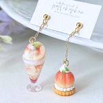 桃づくしのご褒美パフェと丸ごと桃タルトのピアス/イヤリング❁ミニチュア