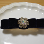 イチオシ！おすすめ！お買い得！クリスマスプレゼントに♥ネイビーベルベットのリボンバレッタ