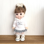 チェックフリルパーカーワンピース（白）♡メルちゃんソランちゃん服