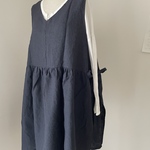 SALE  リネンのギャザーエプロンワンピース　OP014