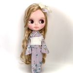 ドール着物 浴衣セット★淡い紫に涼しげなお花