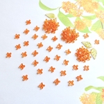 オリジナル新色★7mm金木犀　お花のガラスビーズ  キンモクセイ　クリアオレンジ