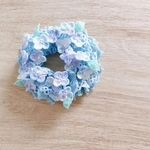 【0ruk様専用です】【受注制作】紫陽花のシュシュ ブルー レース編み フラワー  かぎ針編み