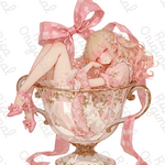 [A-4]Afternoon Tea シリーズRICA オリジナルステッカー　ガラス瓶シリーズ　人物ステッカー　女の子　コラージュ素材