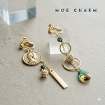 teardrop✳︎green✳︎gold／ネジバネイヤリング