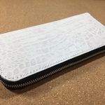 本革 レッド系 クロコ型押し レザーウォレット 長財布