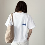 大人かわいい　azidesアジデス・・・ドラ猫バージョン おもしろ猫Tシャツ 　半袖　メンズ　レディース　白ホワイト