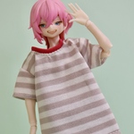 「シチリアの追憶」サイズ●半袖ビッグᎢシャツ （ベージュボーダー）※後ろ開きあり