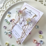【華海月　レインボー】パール クリア ガラス ロング ピアス イヤリング プレゼント ギフト ブライダル ウエディング 結婚式 お呼ばれ