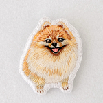 ✨おねだりポメちゃん✨/ポメブローチ🐾  うちの子刺繍、ブローチ、ポメ、オレンジ色