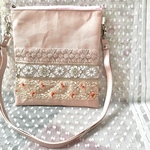 サコッシュ　インド刺繍リボン　サーモンピンク