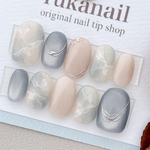 シェルニュアンス×シアーブルー　ネイルチップ　普段使い　オールシーズン　夏　海　初夏　