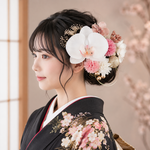 和装×ドライフラワー×アメリカンフラワーの髪飾り 　結婚式／卒業式／成人式 