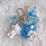 しろくまちゃんと海色♬.*ﾟスターシェイカーレジンキーホルダー  
