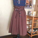 リボンで結ぶ秋色タックスカート2