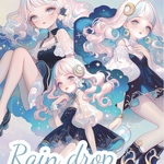 chan.ce オリジナルステッカー　3種3枚入り  rain drop 人物ステッカー　雨　梅雨　星空　女の子　月