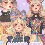 chan.ce オリジナルステッカー　3種6枚入り  カラフルドレス　人物ステッカー　