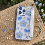 iPhoneクリア手帳型ケース＊ブルーデルフィニウム＊押し花スマホケース