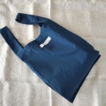 【SALE】レジ袋型エコバッグ（小）ナチュラルワッシャー撥水ナイロン／ブルー