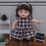 ぽぽちゃん服＊ナチュラル系チェック柄袖フリルワンピ＆靴＊cafe風