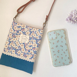 お散歩　スマホポシェット　ポシェット　花柄　ほっこり　かわいい　北欧花柄　優しく可愛い　ピンク　アウトドア、キャンプ　♪♪お散歩　お迎えに　お買い物　お出かけ　旅行　スマホポーチ　大人　子ども
