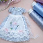 紫陽花エプロンのワンピース　22センチ用