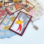 花札の刺繍しおり＊柳に燕（つばめ）