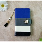 【iPhone8/iPhone7/iPhone6s】レインボー風　手帳型スマホケース　アンティーク風お花ビジュー✿　レザーケース　アイフォンケース　スマホカバー　★タッセルストラップ付き★